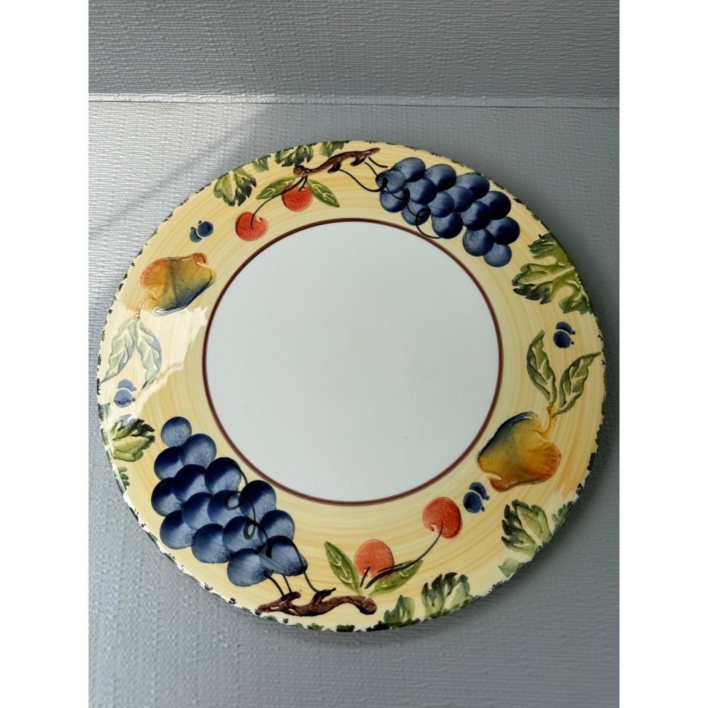 Dansk Made‎ in Italy Fruit Pattern Dinner Plate Grapes Pears Cherries 12 Inch